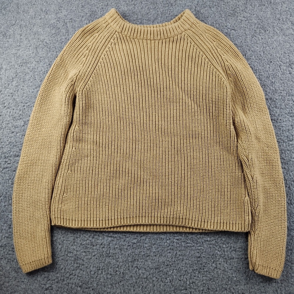 Quince Cotton Sweater Sz XS Chainmail Brown Heavy Knit Cropped Pullover EUC